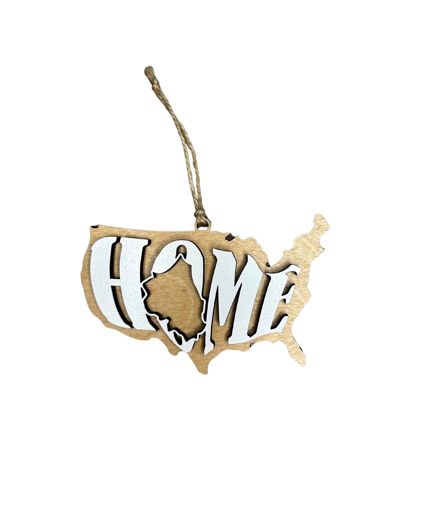 Illinois State Ornament | IL US Home Wooden Present | Christmas Gift