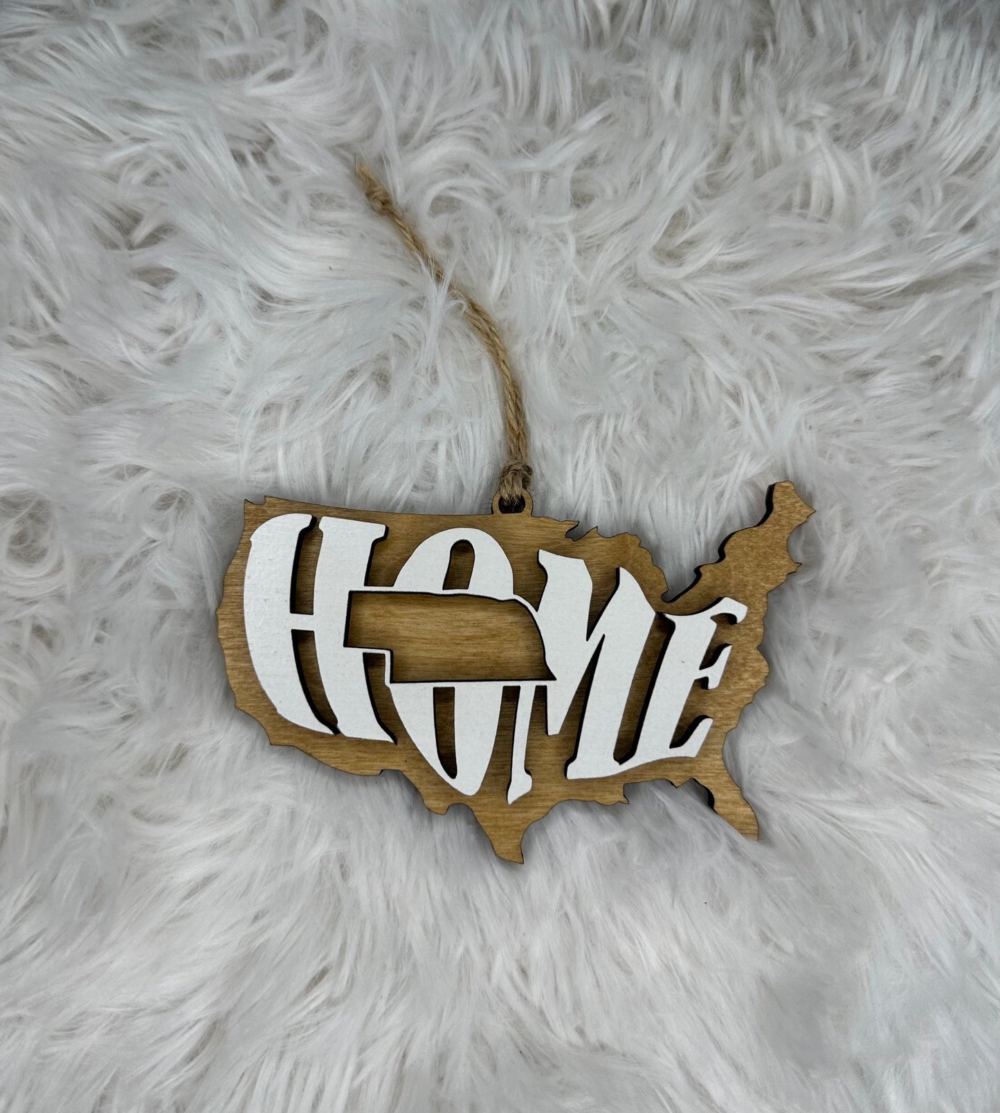 Nebraska State Ornament | NE US Home Wooden Present | Christmas Gift