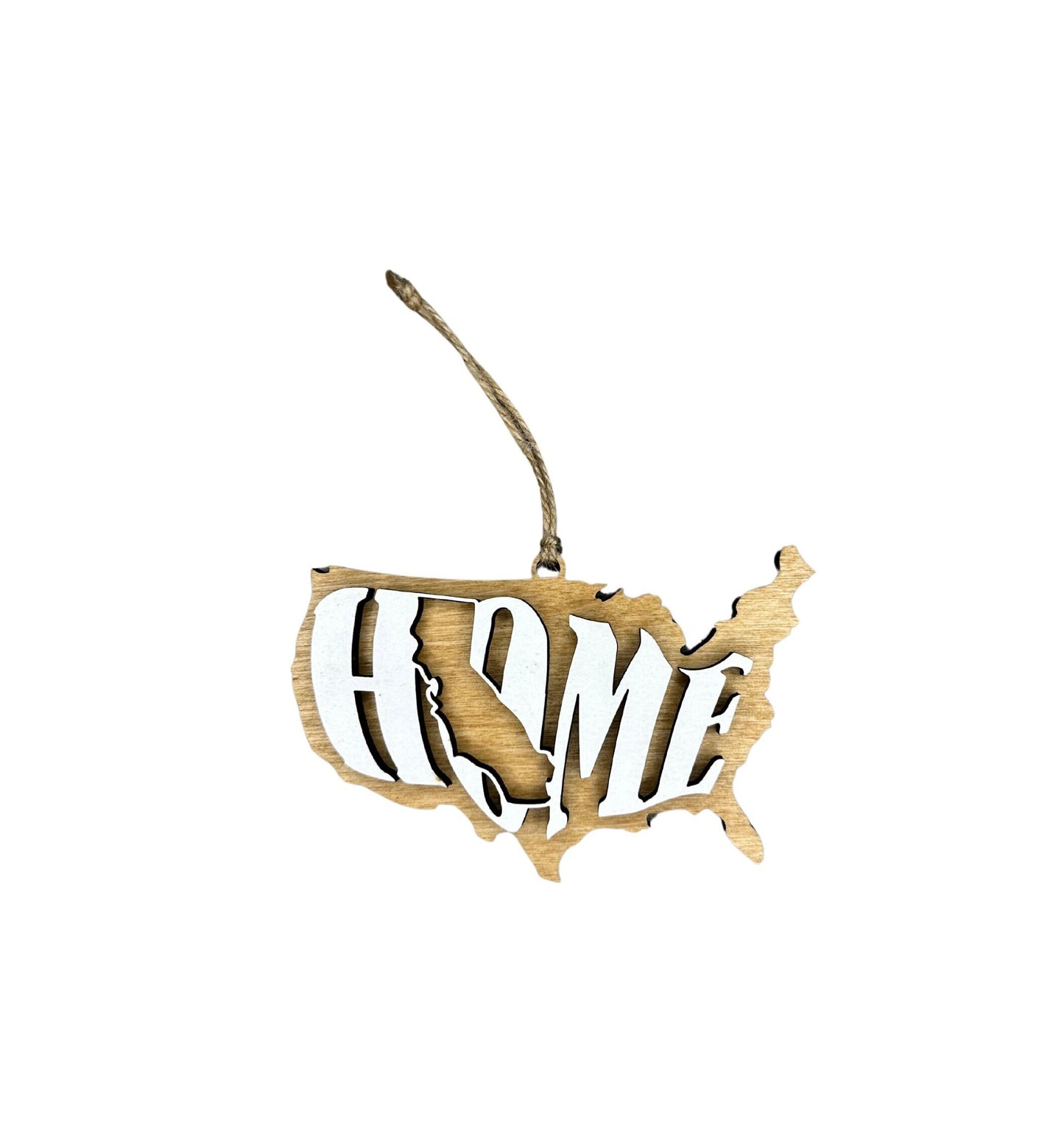 California State Ornament | CA USA Home Wood Present | Christmas gift