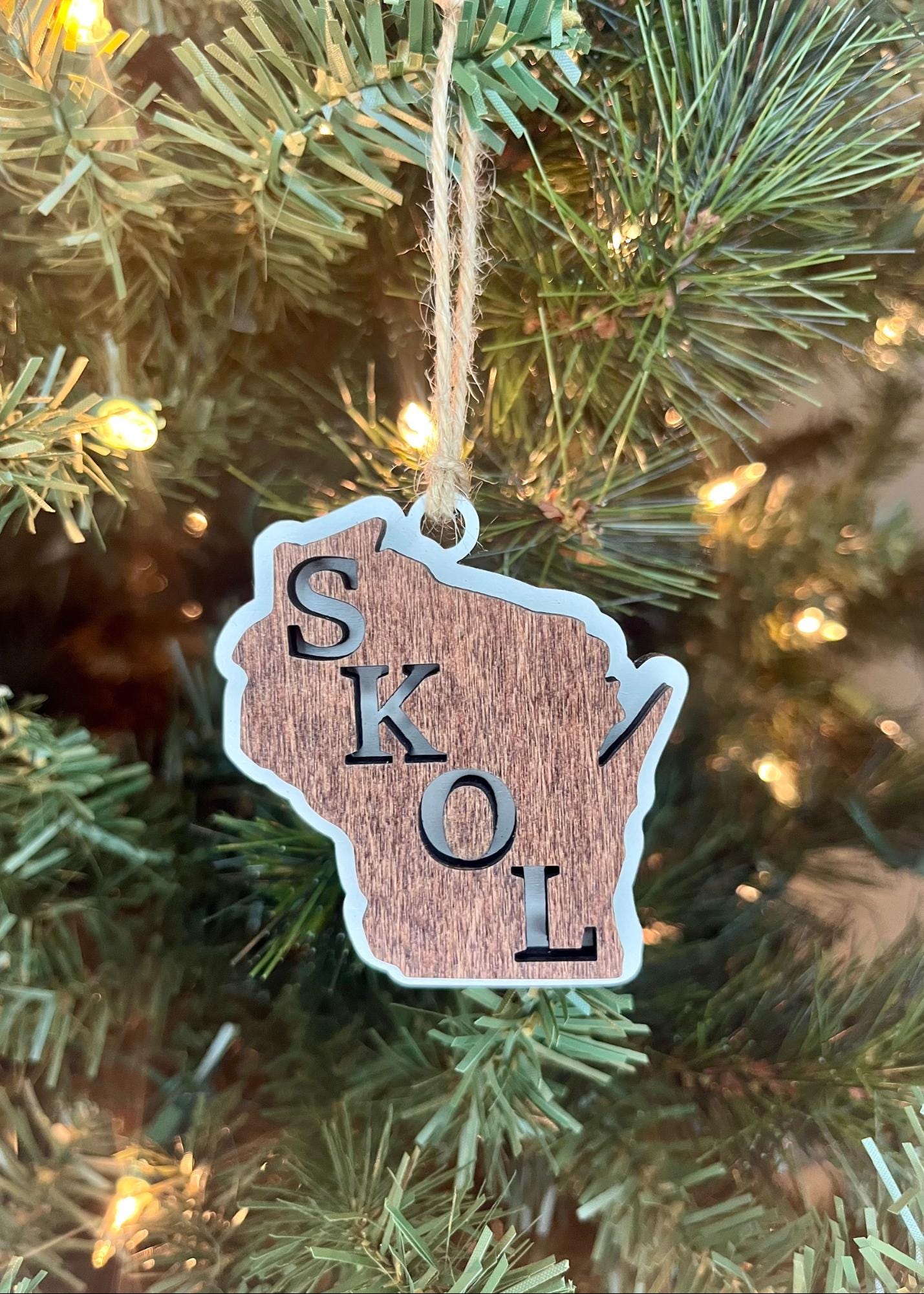 Skol Wisconsin State Vikings Ornament | Wooden Christmas Gift | Football Fan