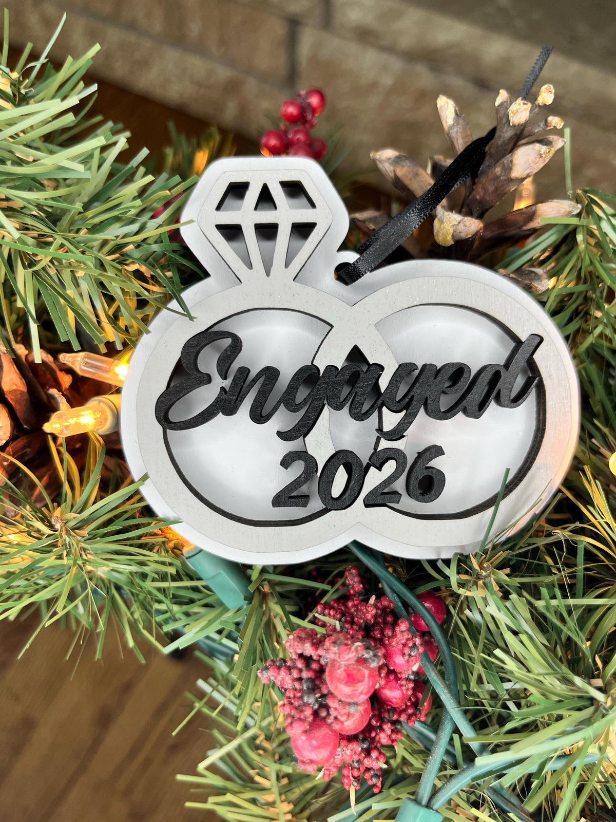 Just Married 2026 | Just Engaged Christmas Ornament | Engagement Gift | Marriage Present | Wedding Ring