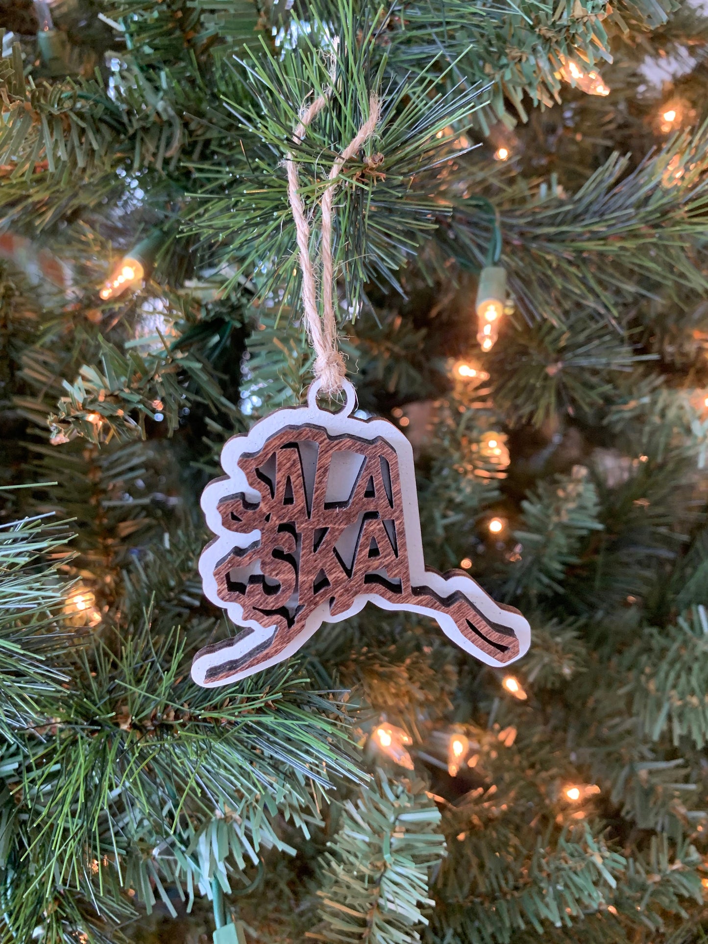 Alaska AK State Holiday Christmas Ornament Gift Tag