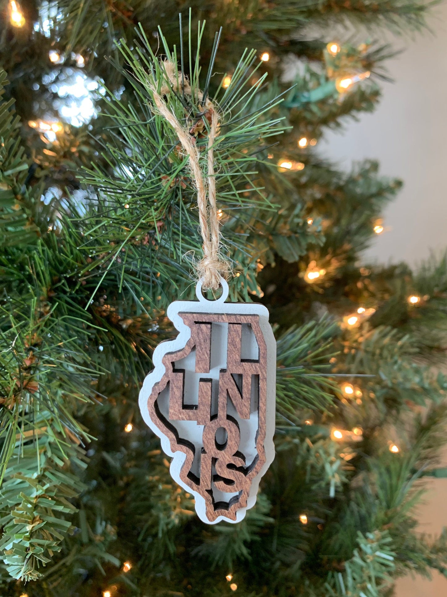 Illinois IL State Holiday Christmas Ornament Gift Tag