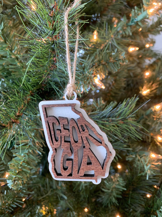 Georgia GA State Holiday Christmas Ornament Gift Tag