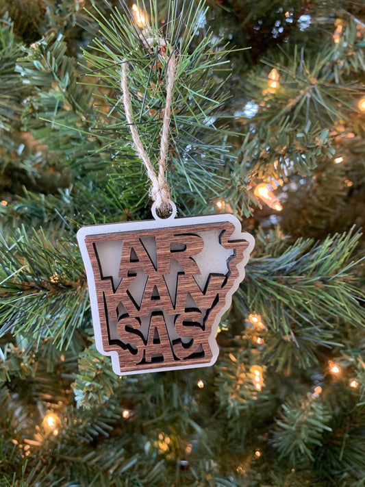 Arkansas AR State Holiday Christmas Ornament Gift Tag