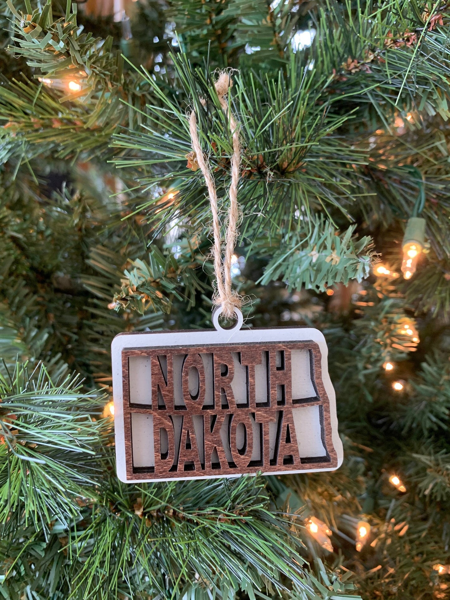 North Dakota ND State Holiday Christmas Ornament Gift Tag