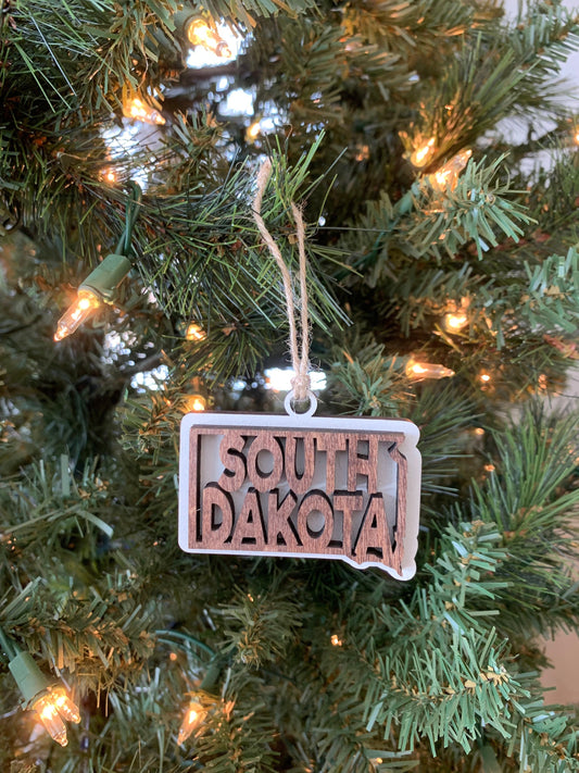 South Dakota SD State Holiday Christmas Ornament Gift Tag