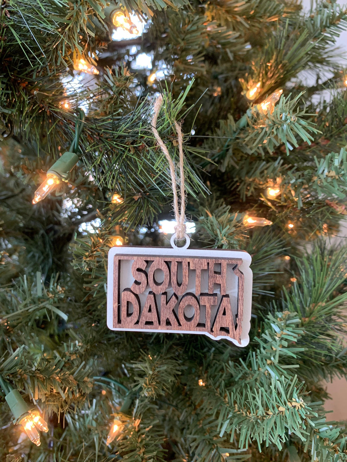 South Dakota SD State Holiday Christmas Ornament Gift Tag