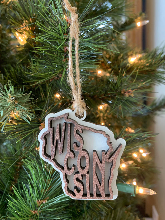 Wisconsin WI State Holiday Christmas Ornament Gift Tag