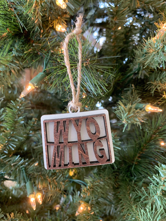 Wyoming WY State Holiday Christmas Ornament Gift Tag