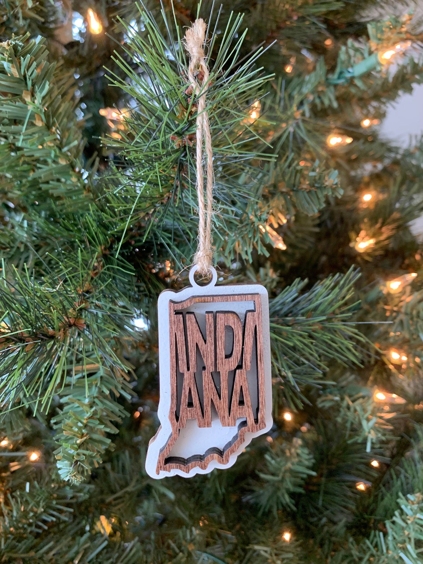 Indiana IN State Holiday Christmas Ornament Gift Tag