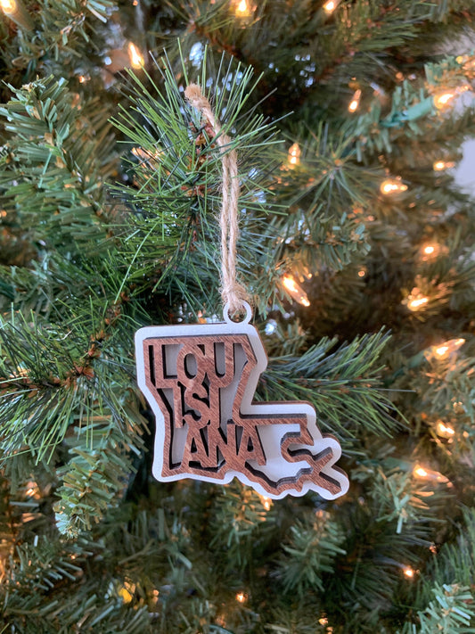 Louisiana LA State Holiday Christmas Ornament Gift Tag