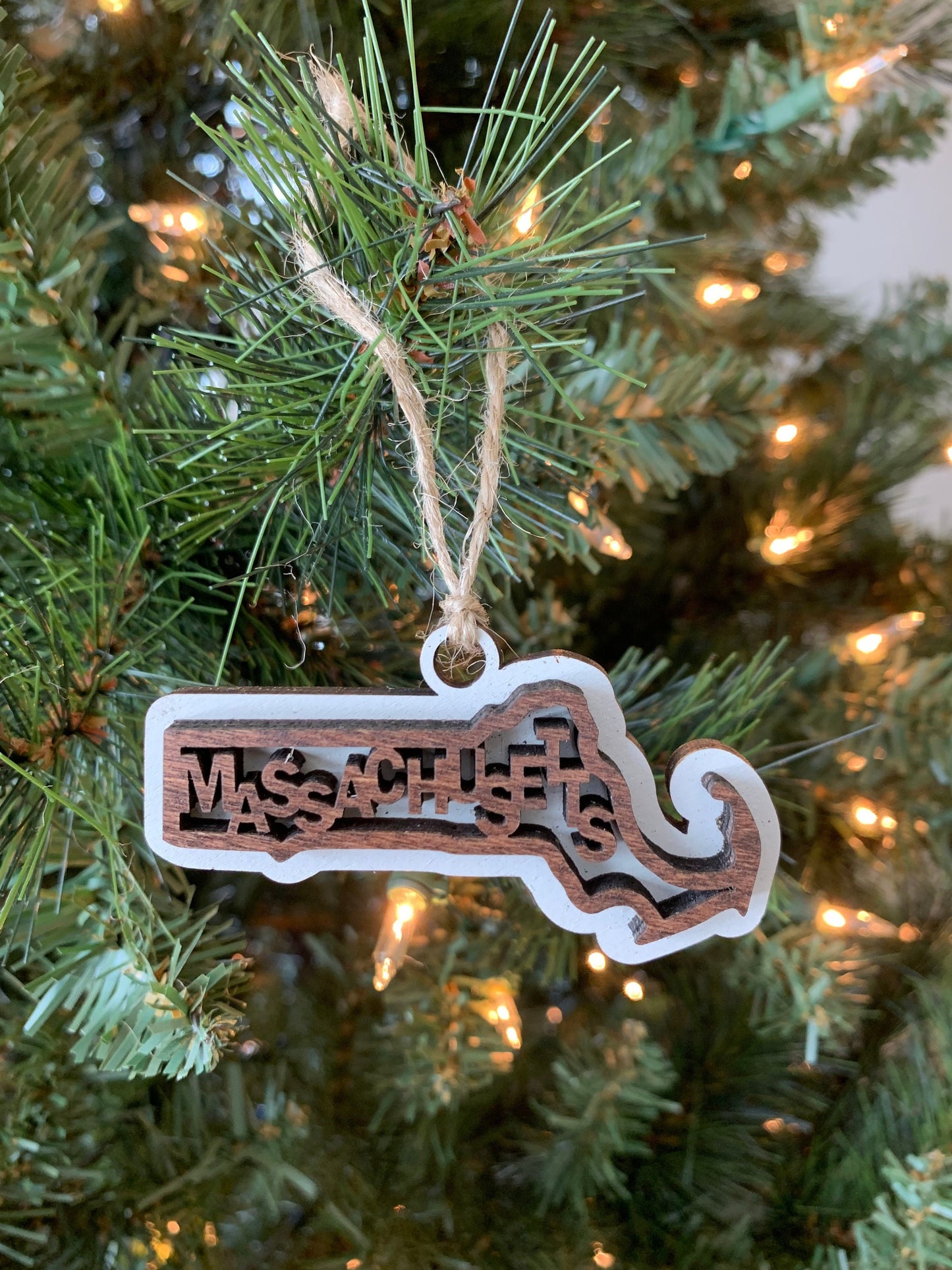 Massachusetts MA State Holiday Christmas Ornament Gift Tag