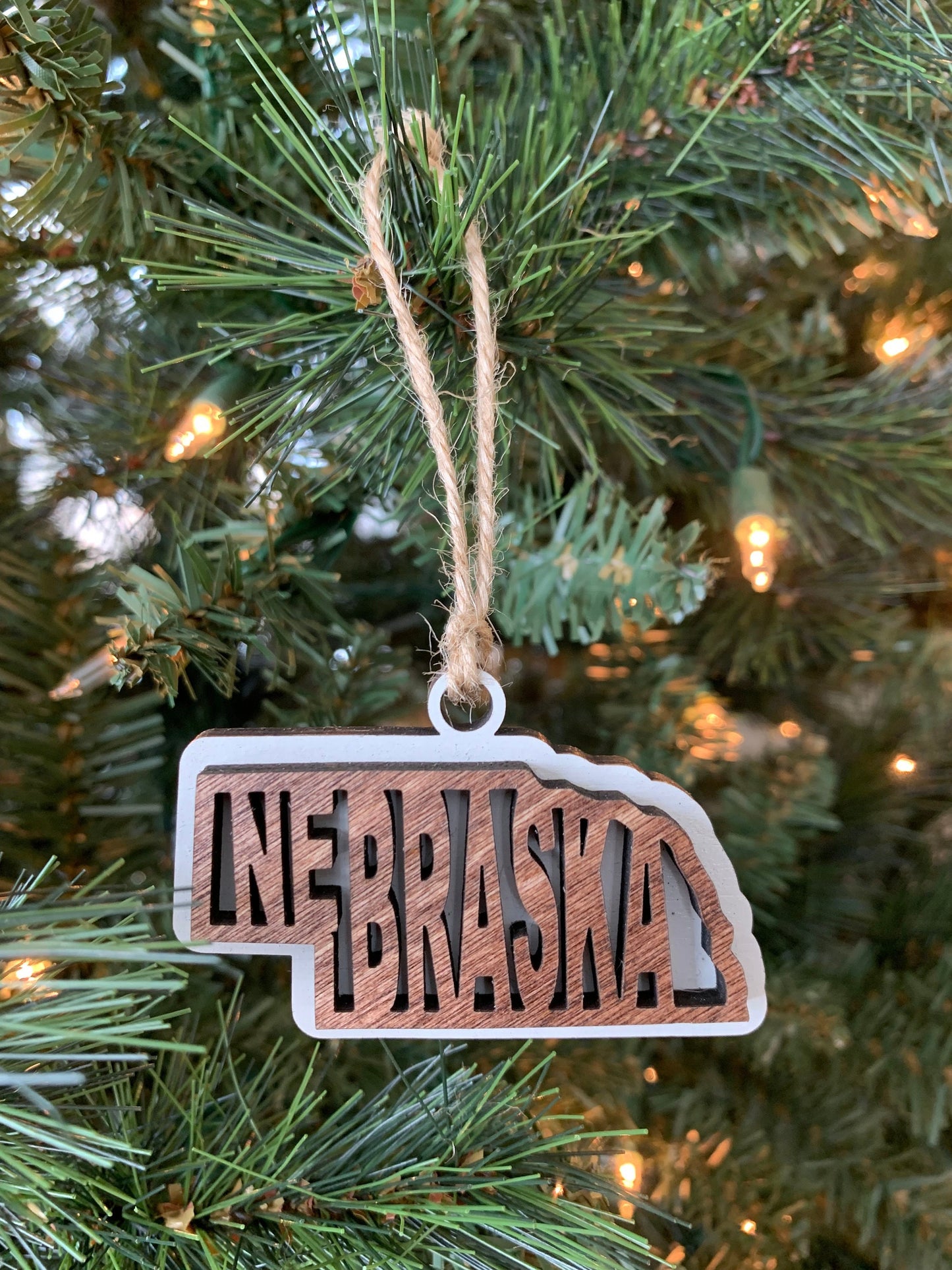 Nebraska NE State Holiday Christmas Ornament Gift Tag