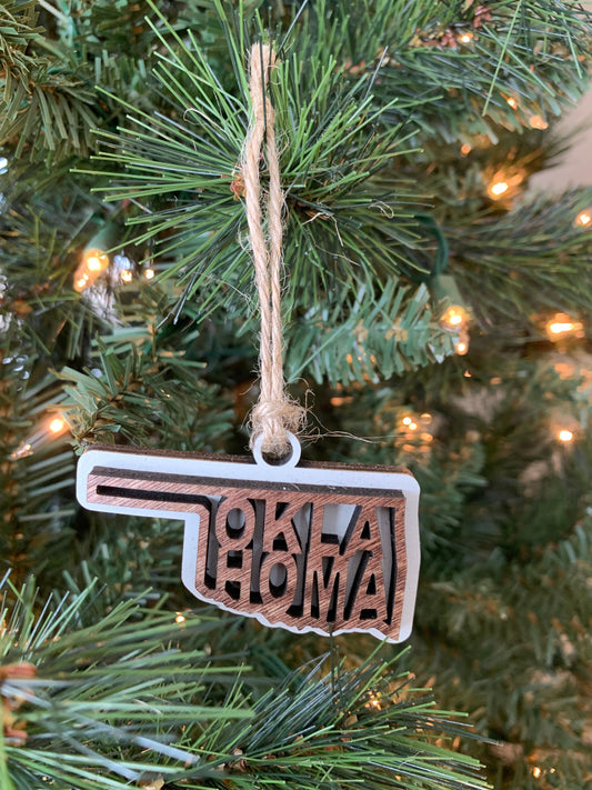 Oklahoma OK State Holiday Christmas Ornament Gift Tag