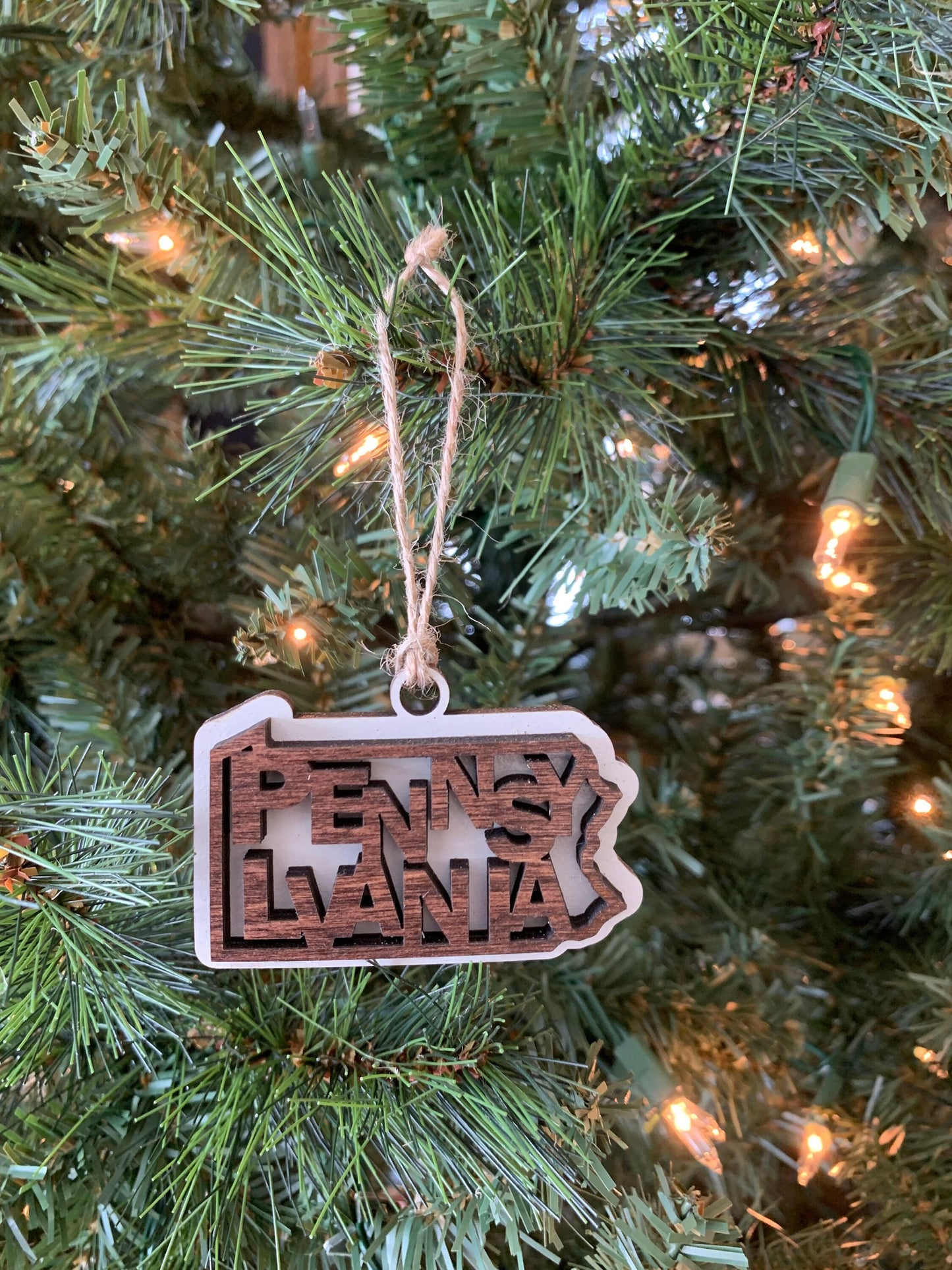 Pennsylvania PA State Holiday Christmas Ornament Gift Tag