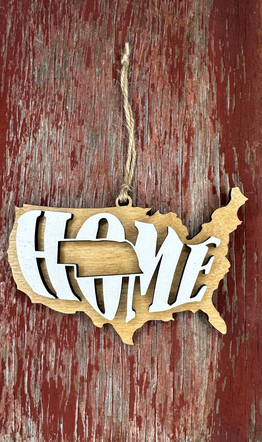 Nebraska State Ornament | NE US Home Wooden Present | Christmas Gift