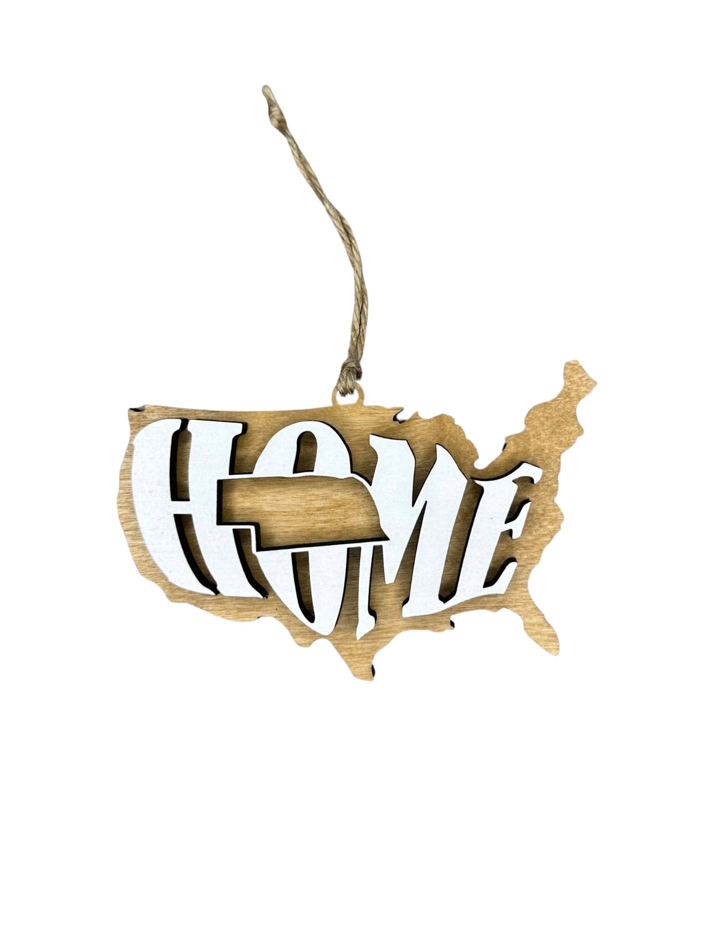 Nebraska State Ornament | NE US Home Wooden Present | Christmas Gift