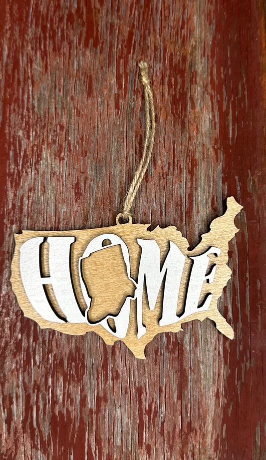 Indiana State Ornament | IN US Home Wooden Present | Christmas Gift