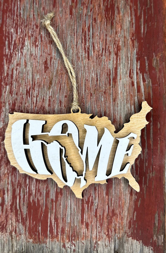 Florida State Ornament | FL US Home Wood Present | Christmas Gift