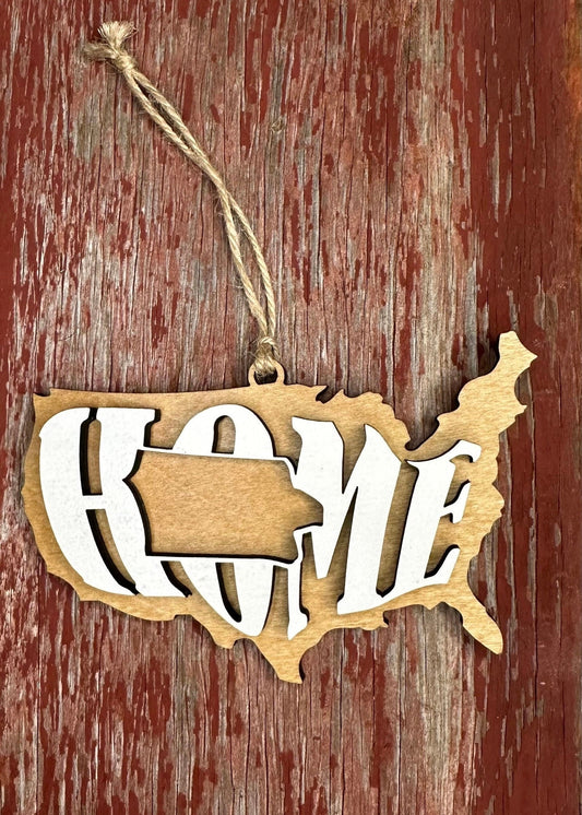 Iowa State Ornament | IA US Home Wood Present | Christmas Gift