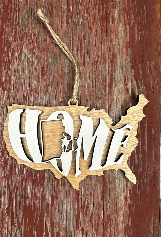 Rhode Island State Ornament | RI US Wood Home Present | Christmas Gift