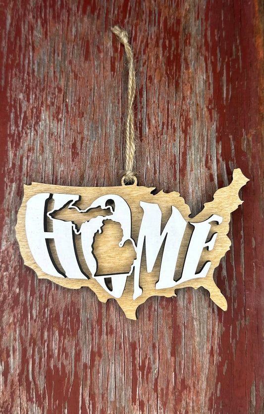 Michigan State Ornament | MI US Home Wood Gift | Christmas Present