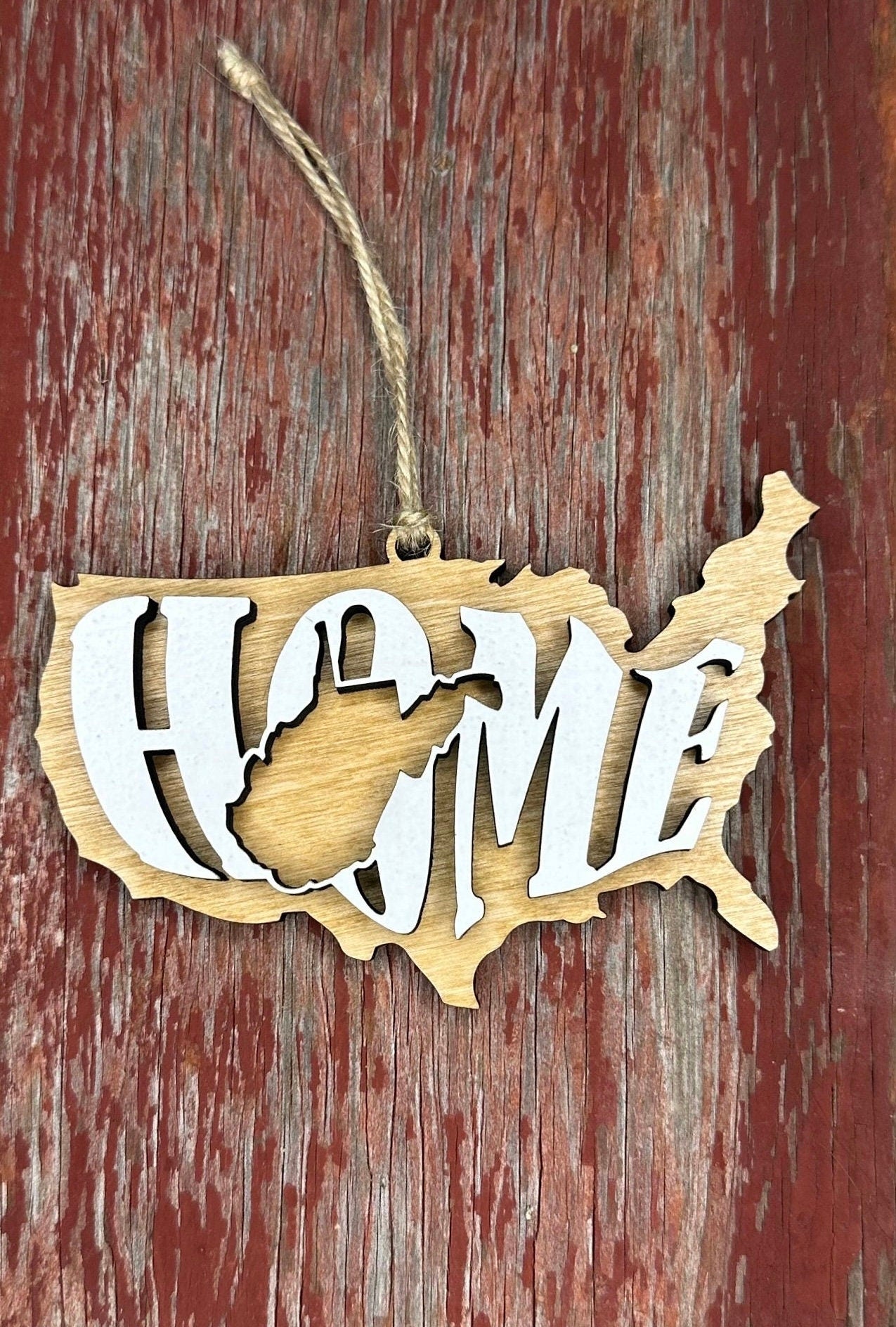 West Virginia State Ornament | WV US Home Wood Gift | Christmas Present