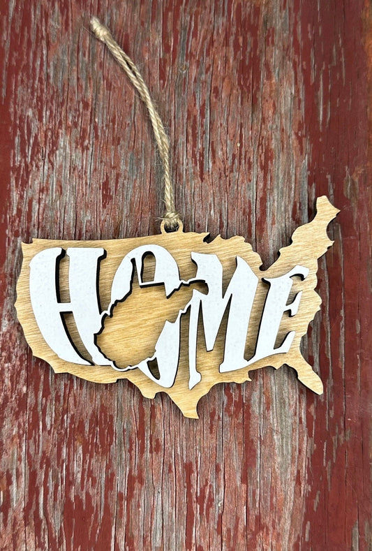 West Virginia State Ornament | WV US Home Wood Gift | Christmas Present
