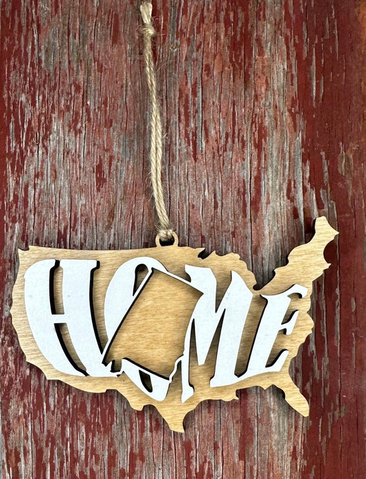 Alabama State Ornament |  AL US Home Wooden Present | Christmas Gift