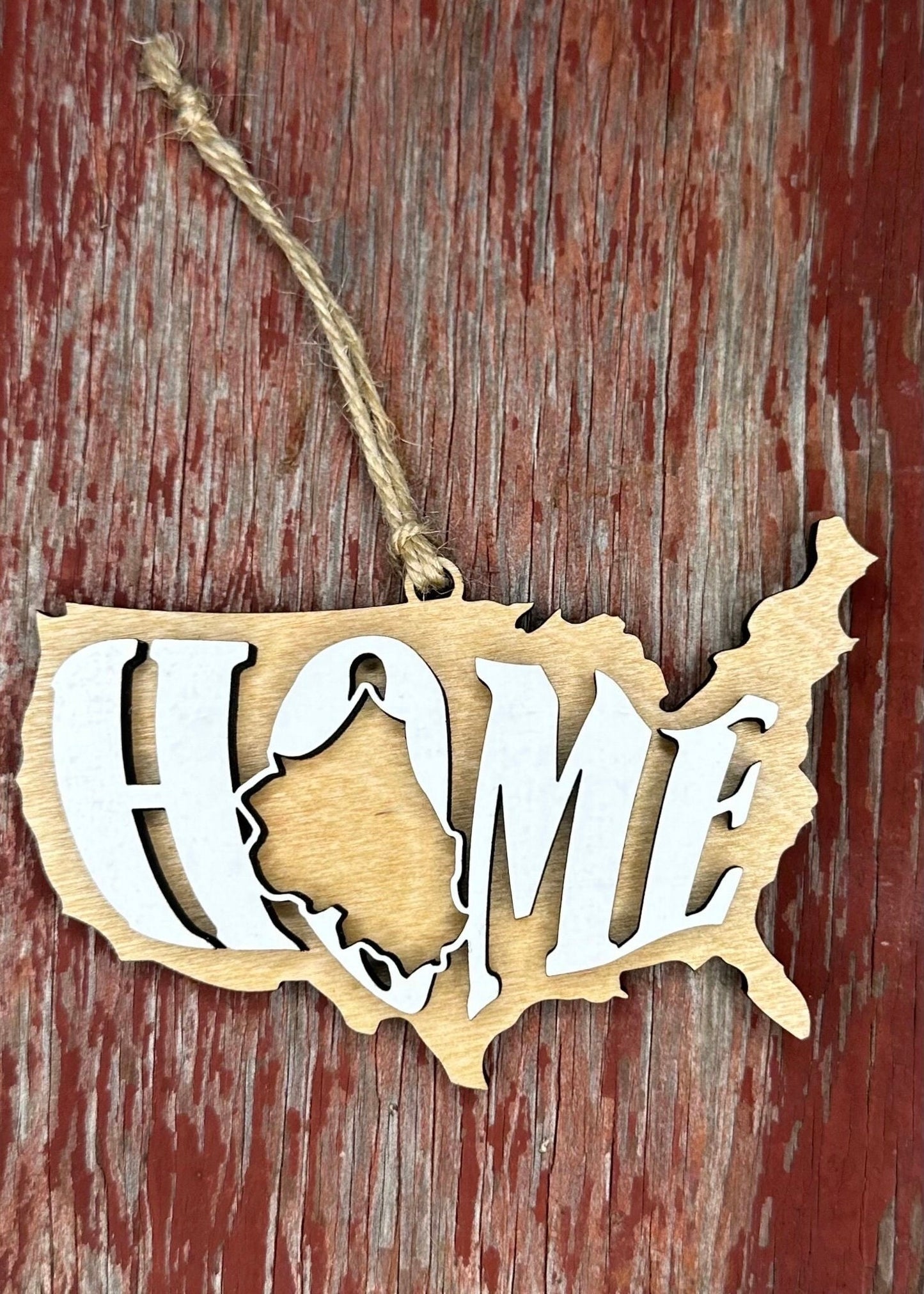 Illinois State Ornament | IL US Home Wooden Present | Christmas Gift