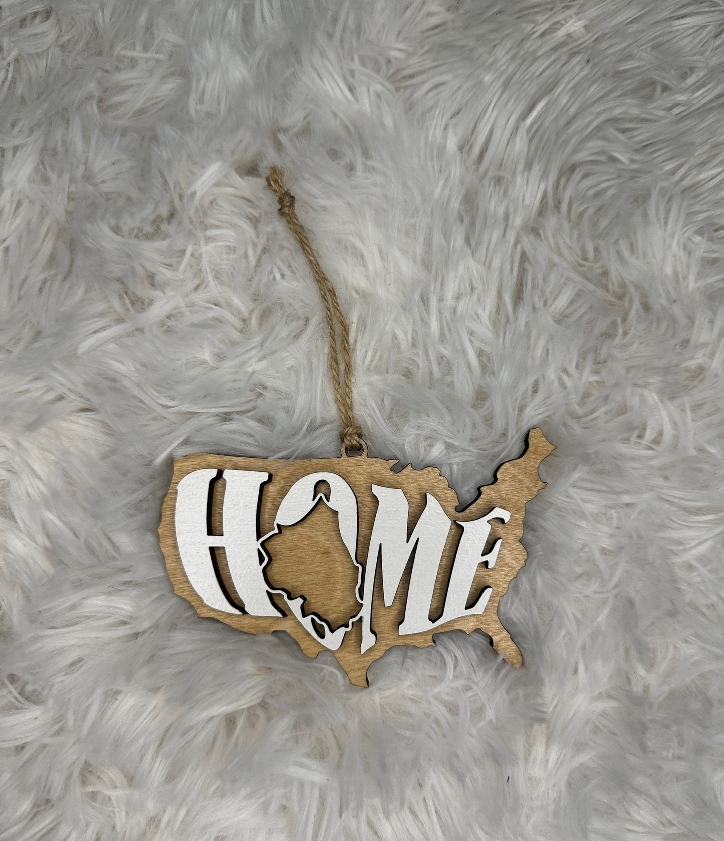 Illinois State Ornament | IL US Home Wooden Present | Christmas Gift