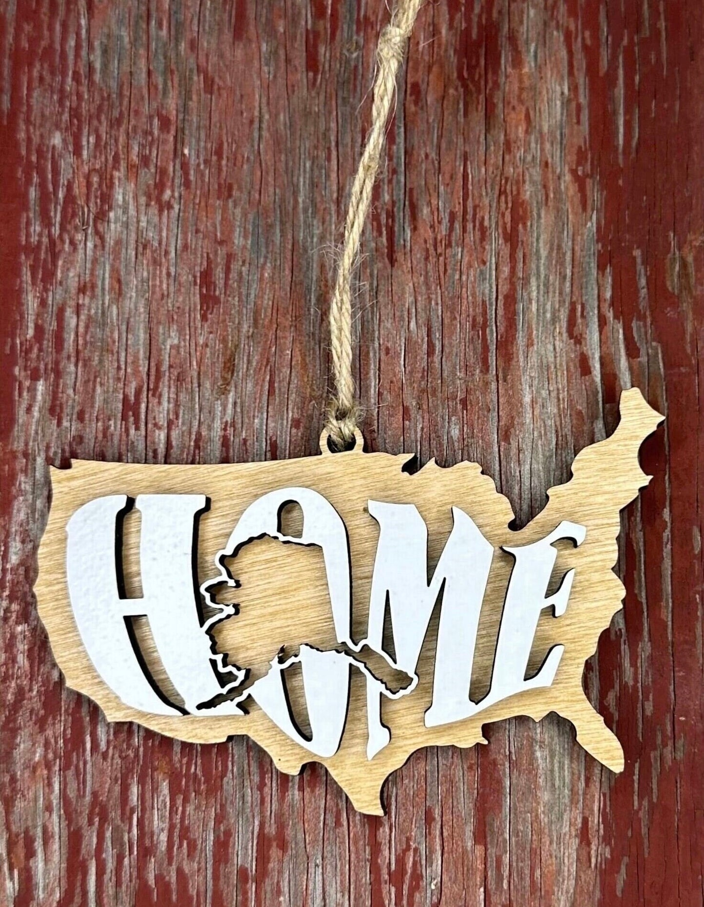 Alaska State Ornament | AK US Home Wooden Present | Christmas Gift