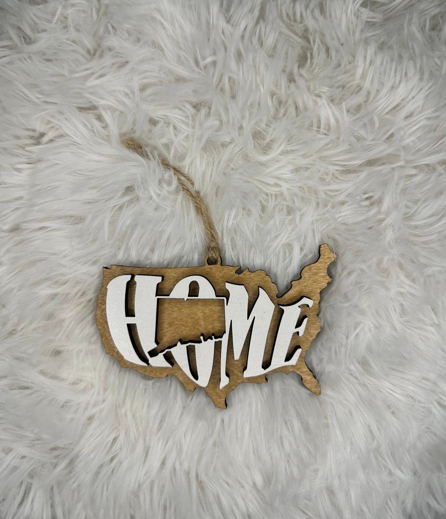 Connecticut State Ornament | CT US Home Wood Present | Christmas Gift