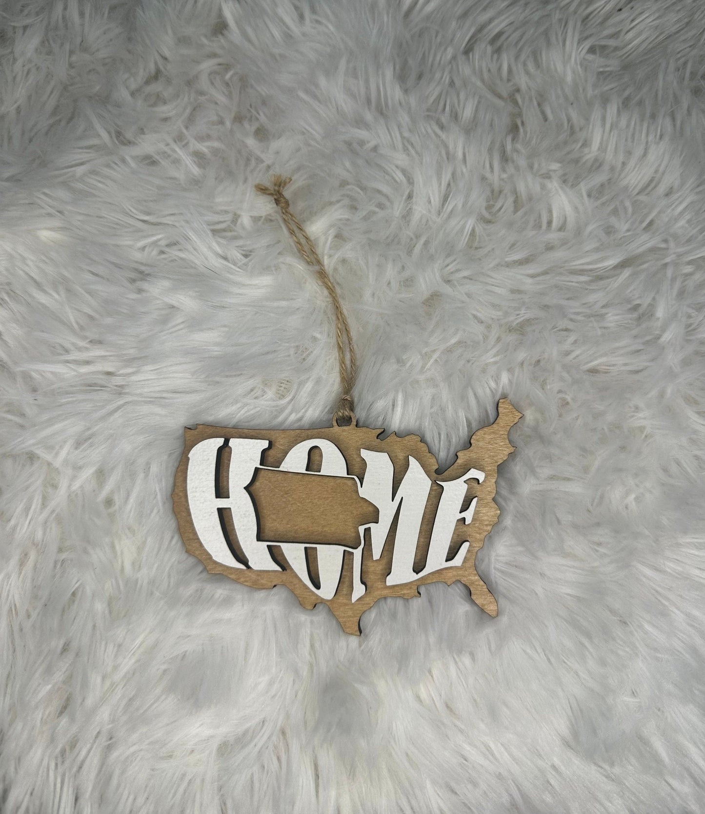 Iowa State Ornament | IA US Home Wood Present | Christmas Gift