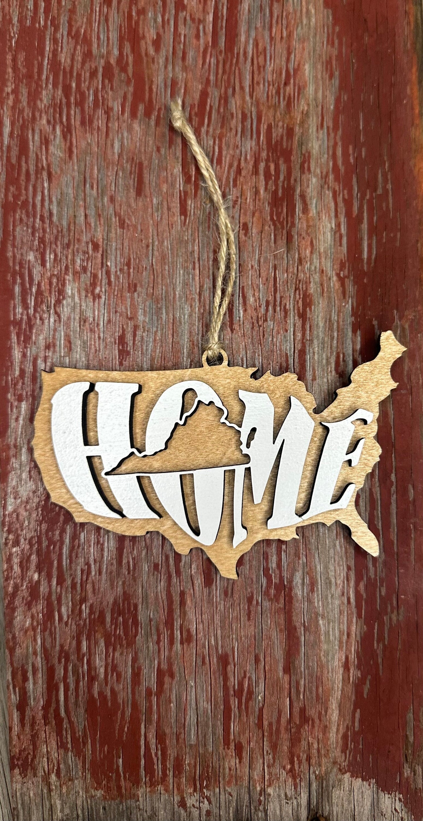 Virginia State Ornament | VA US Home Wood Present | Christmas Gift
