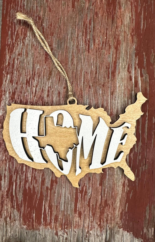 Texas State Ornament | TX US Home Wood Gift | Christmas Present