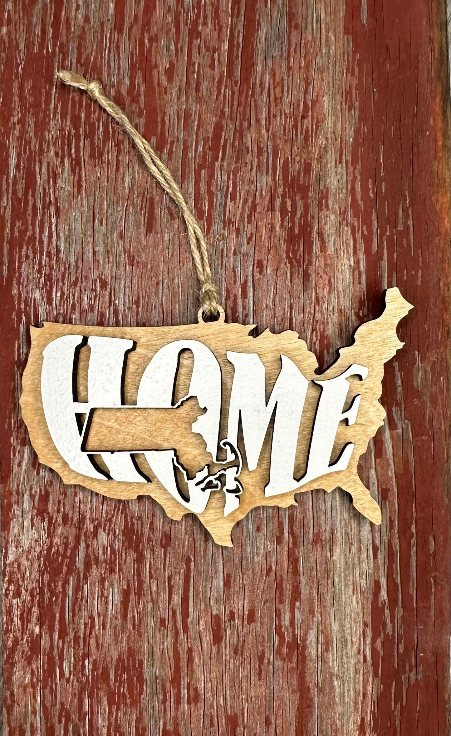 Massachusetts State Ornament | MA US Home Wood Gift | Christmas Present