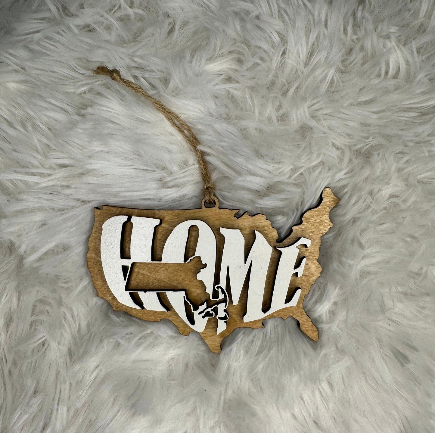 Massachusetts State Ornament | MA US Home Wood Gift | Christmas Present