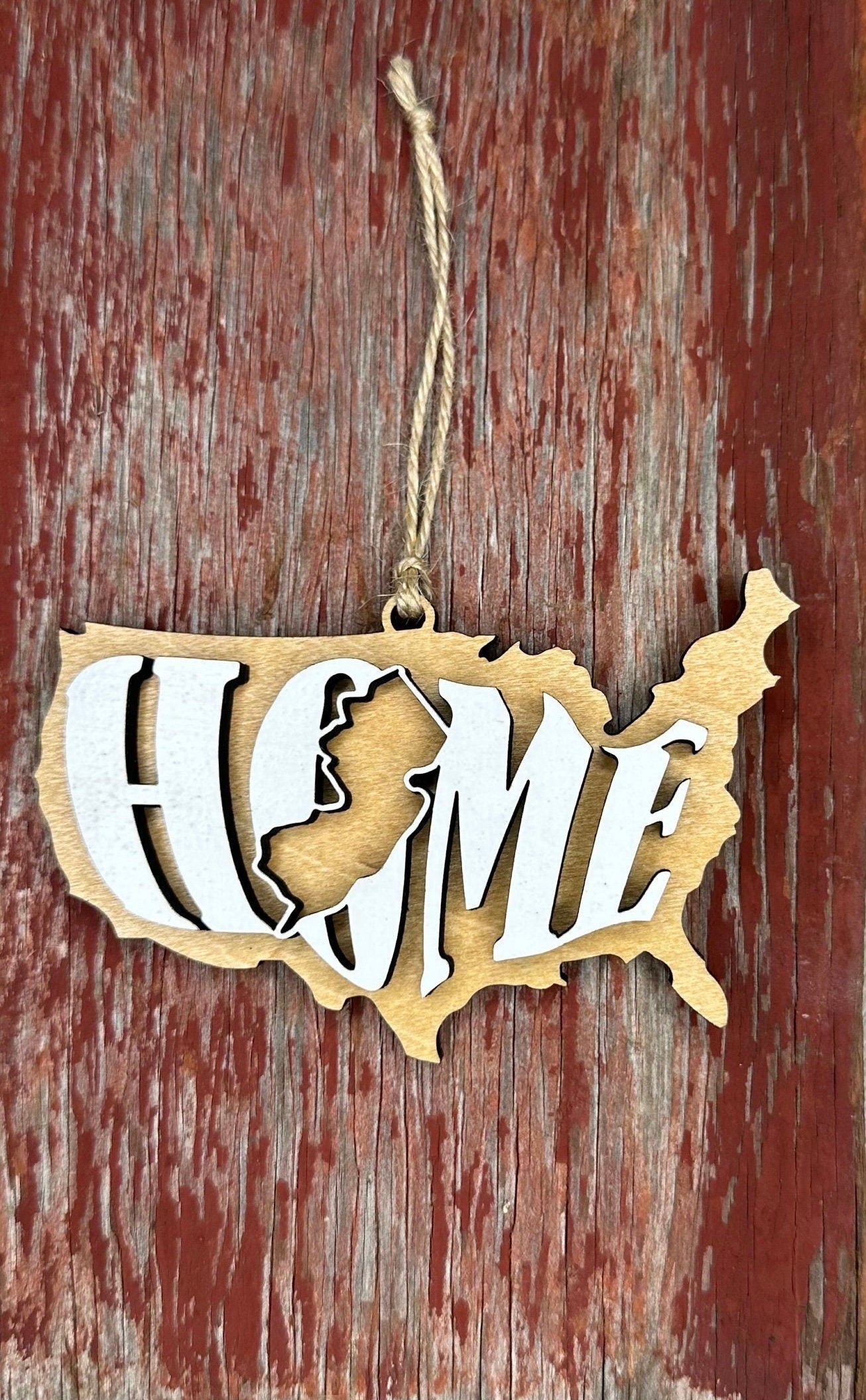 New Jersey State Ornament | NJ US Home Wood Gift | Christmas Present