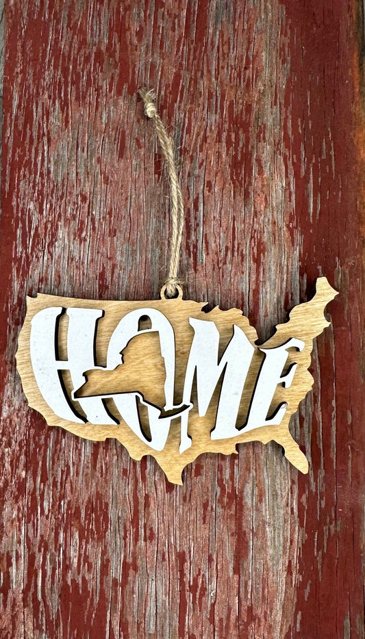 New York State Ornament | NY US Home Wood Gift | Christmas Present