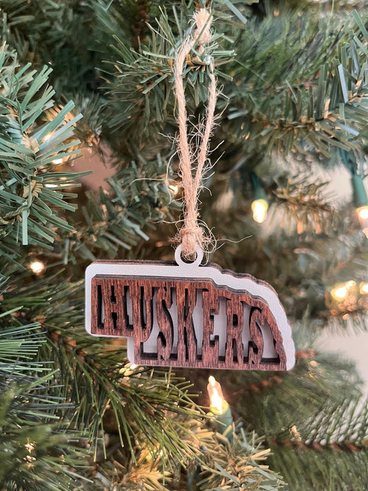 Nebraska Huskers College NE State Holiday Christmas Ornament Gift Tag