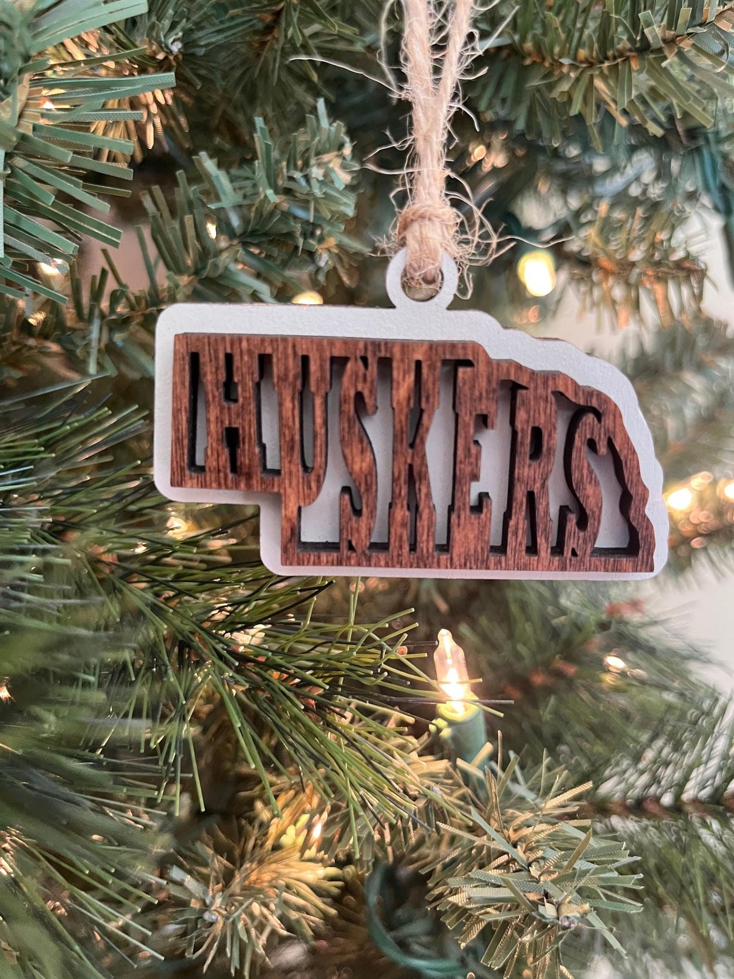Nebraska Huskers College NE State Holiday Christmas Ornament Gift Tag