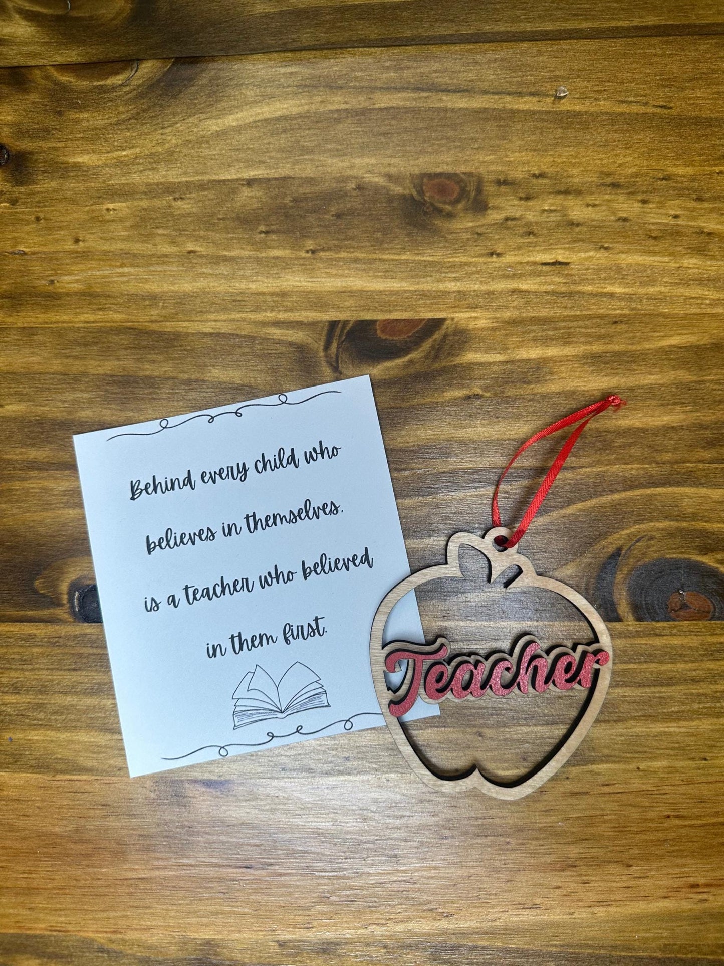 Sentimental Teacher Ornament | Christmas Gift | Wooden Holiday Present From Students