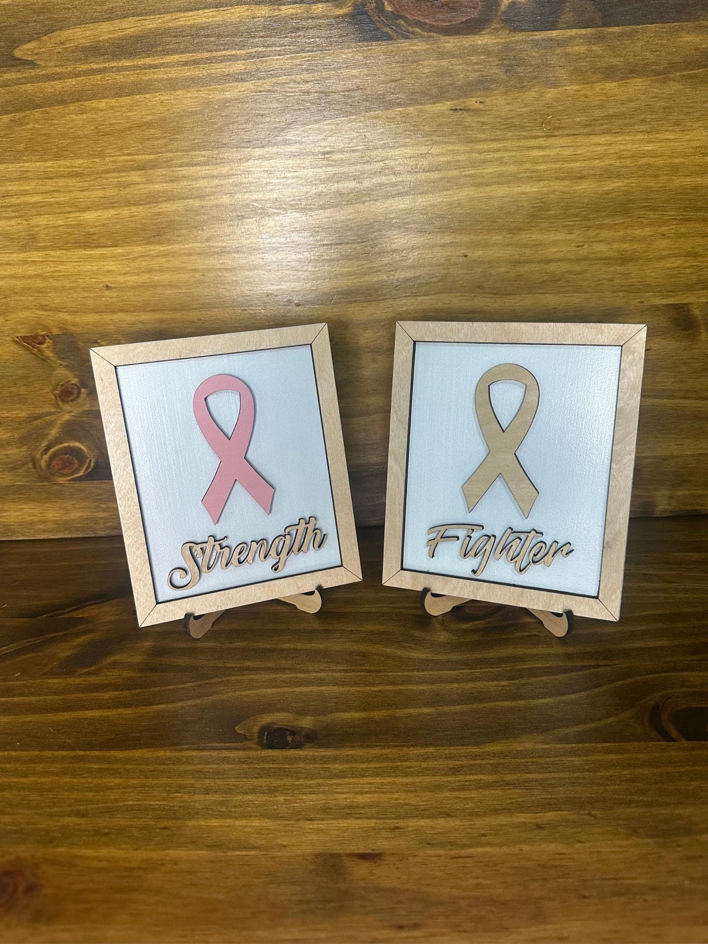 Cancer Ribbon Wooden Signs | Memorial and Keepsake| Breast Cancer Fighter