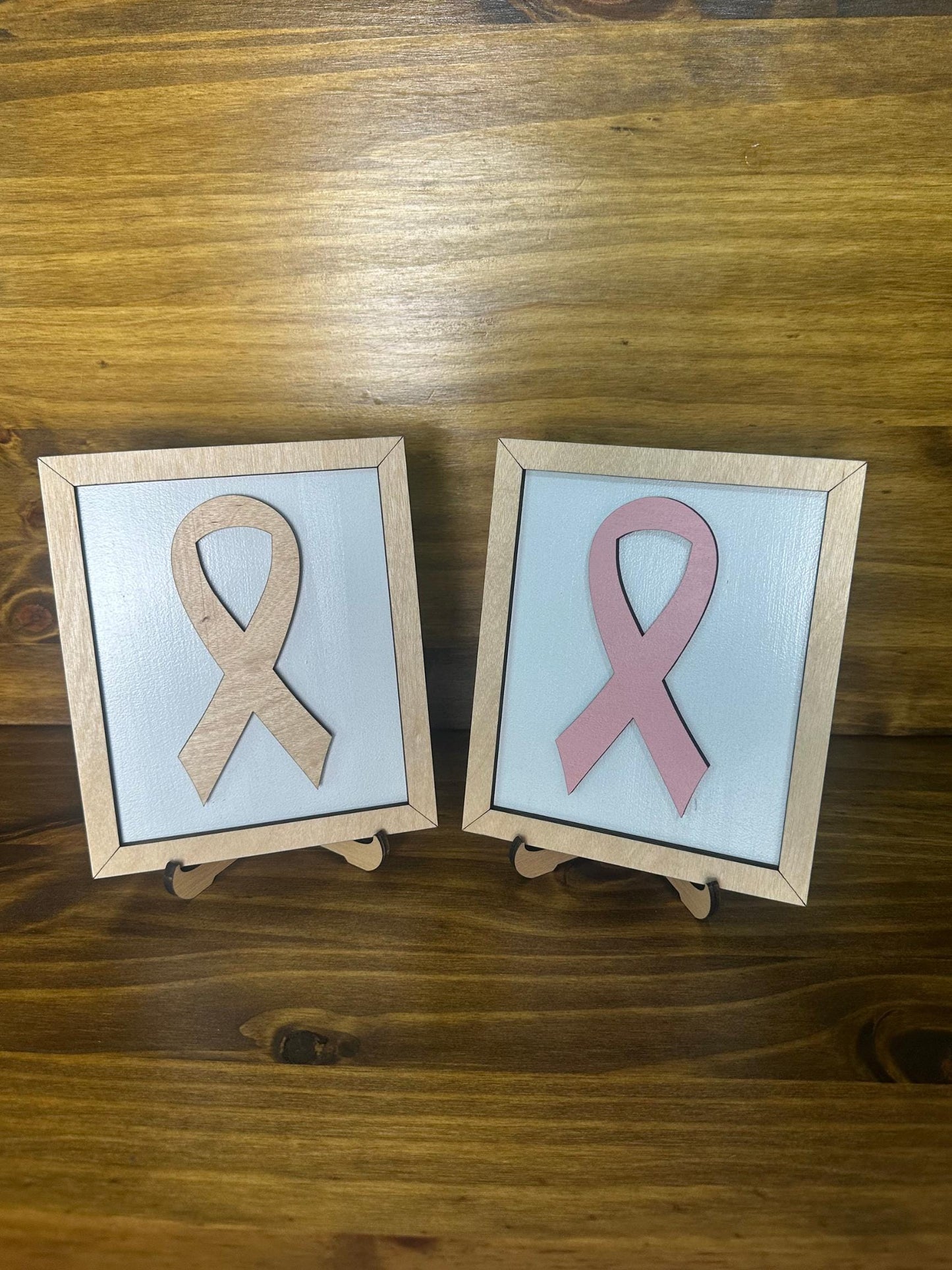 Cancer Ribbon Wooden Signs | Memorial and Keepsake| Breast Cancer Fighter