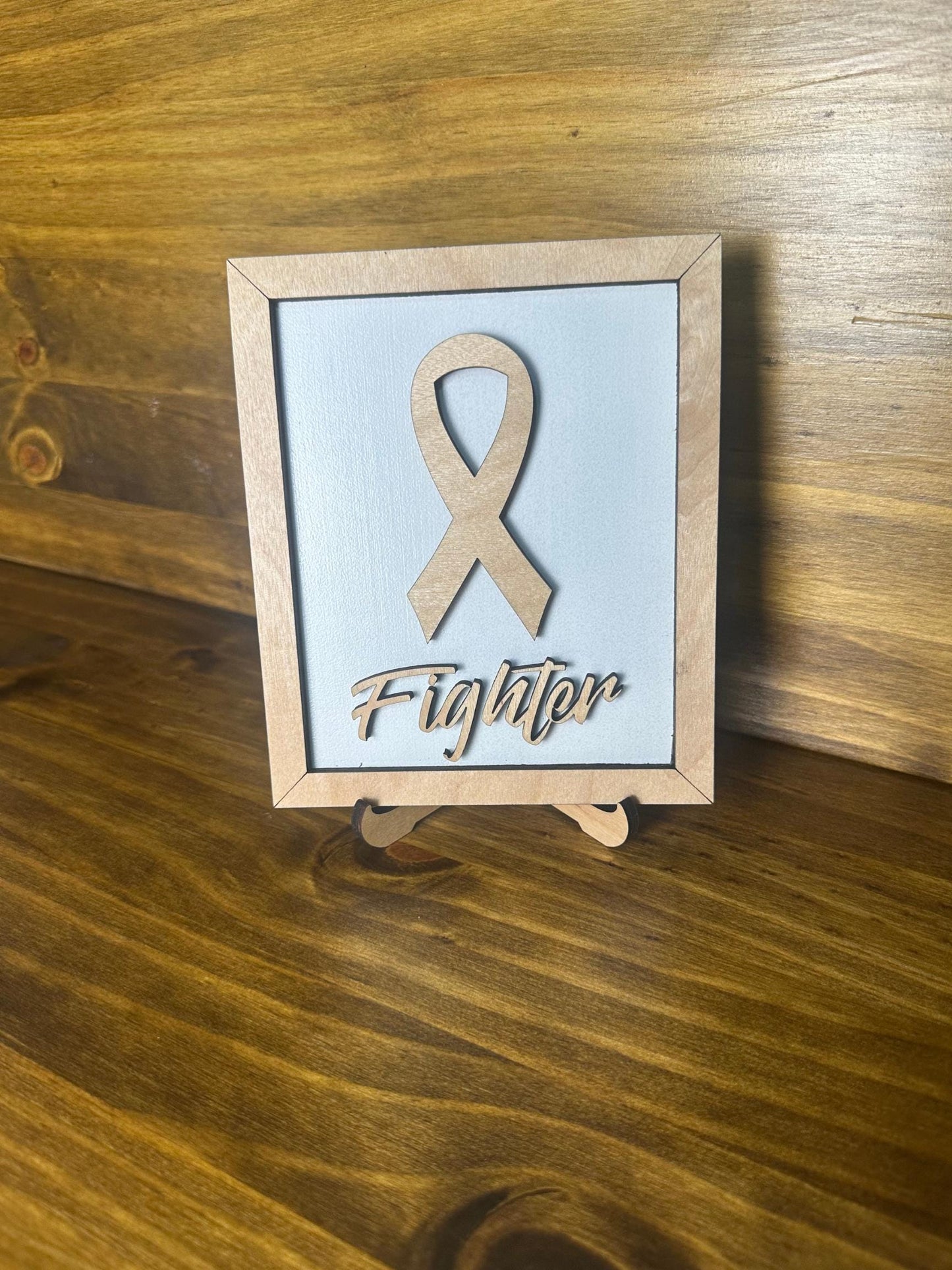Cancer Ribbon Wooden Signs | Memorial and Keepsake| Breast Cancer Fighter