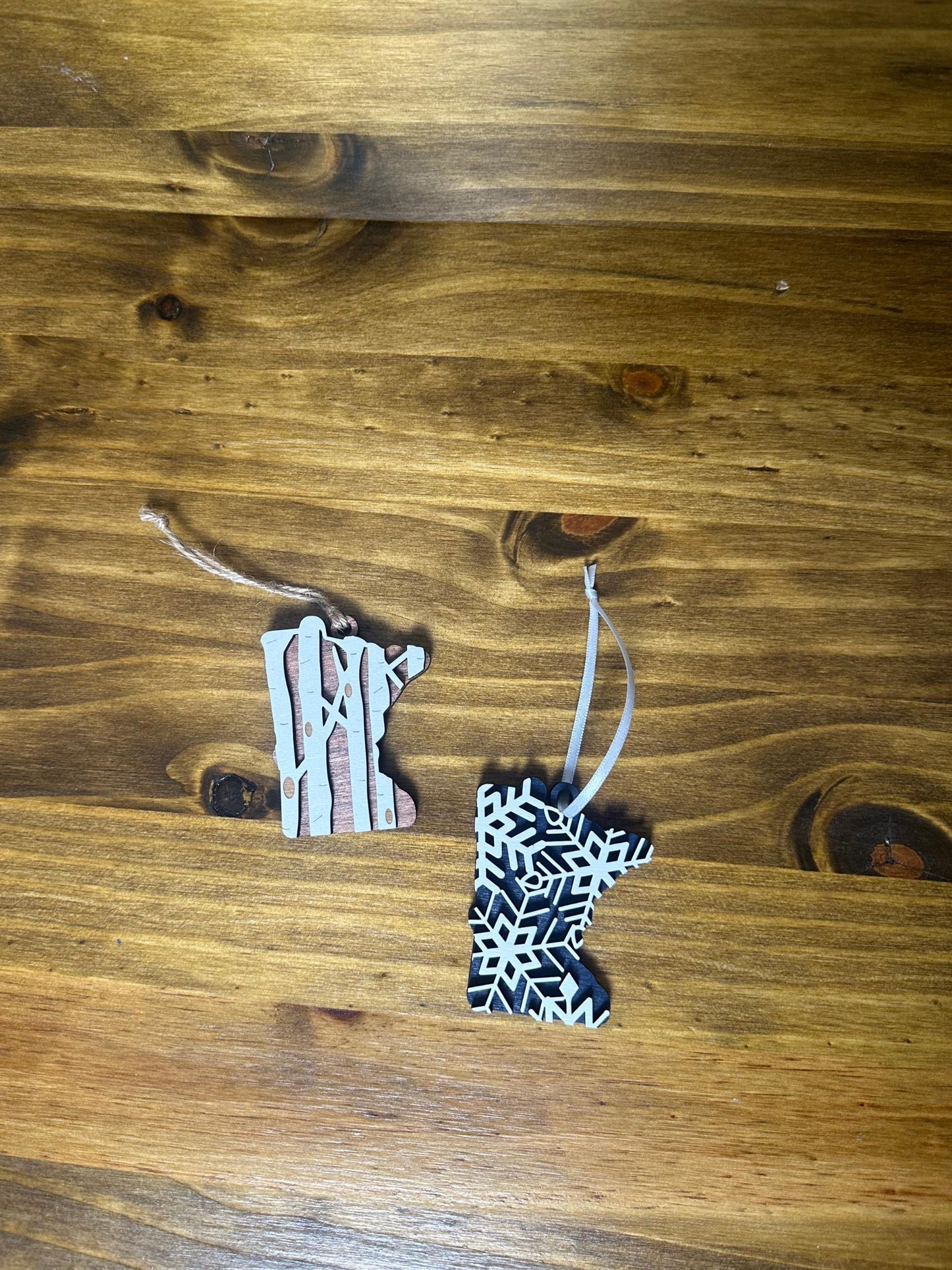 Minnesota Ornament MN | Holiday | Christmas | Gift | Present | Birch Tree | Snowflakes