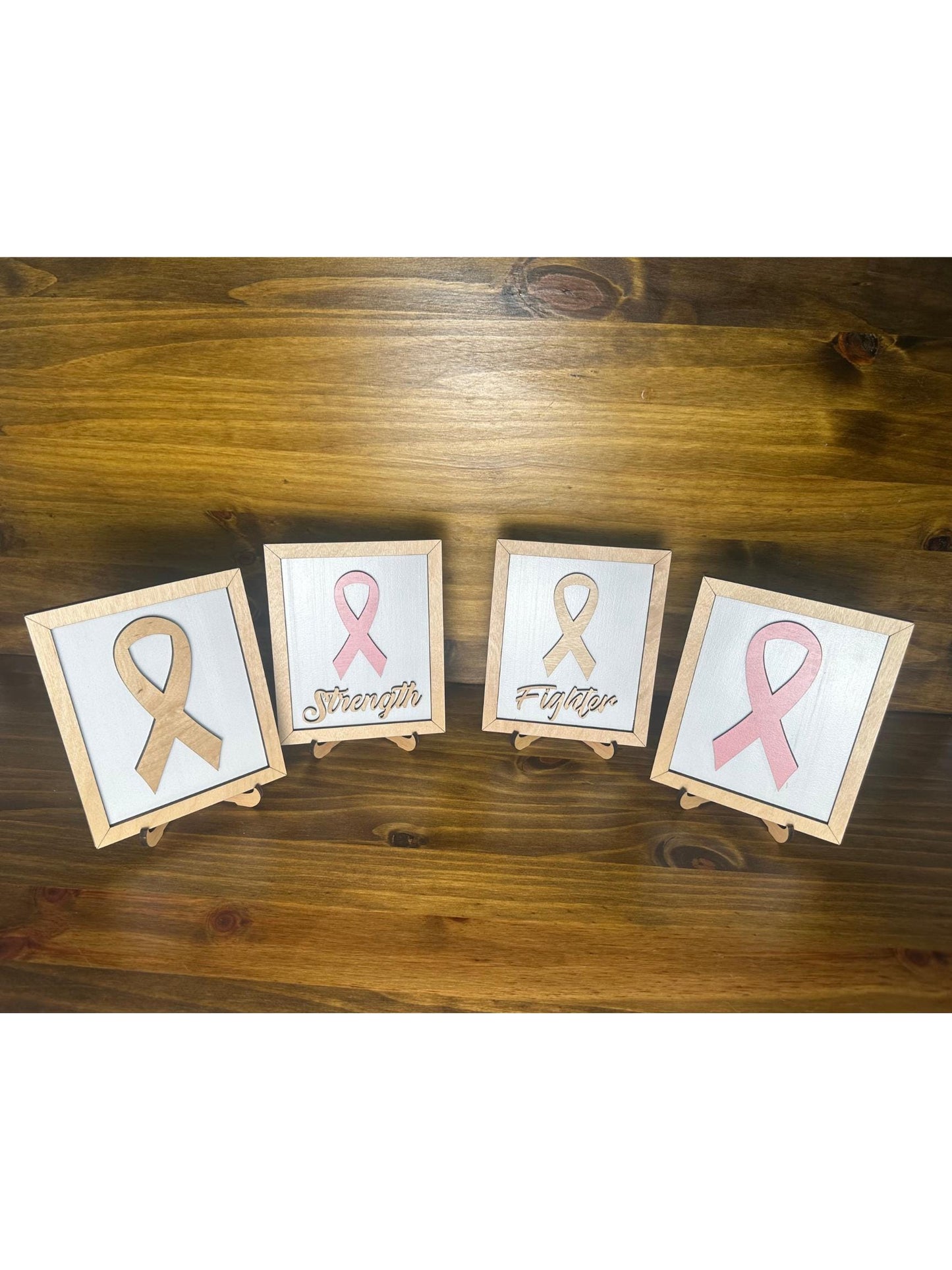 Cancer Ribbon Wooden Signs | Memorial and Keepsake| Breast Cancer Fighter