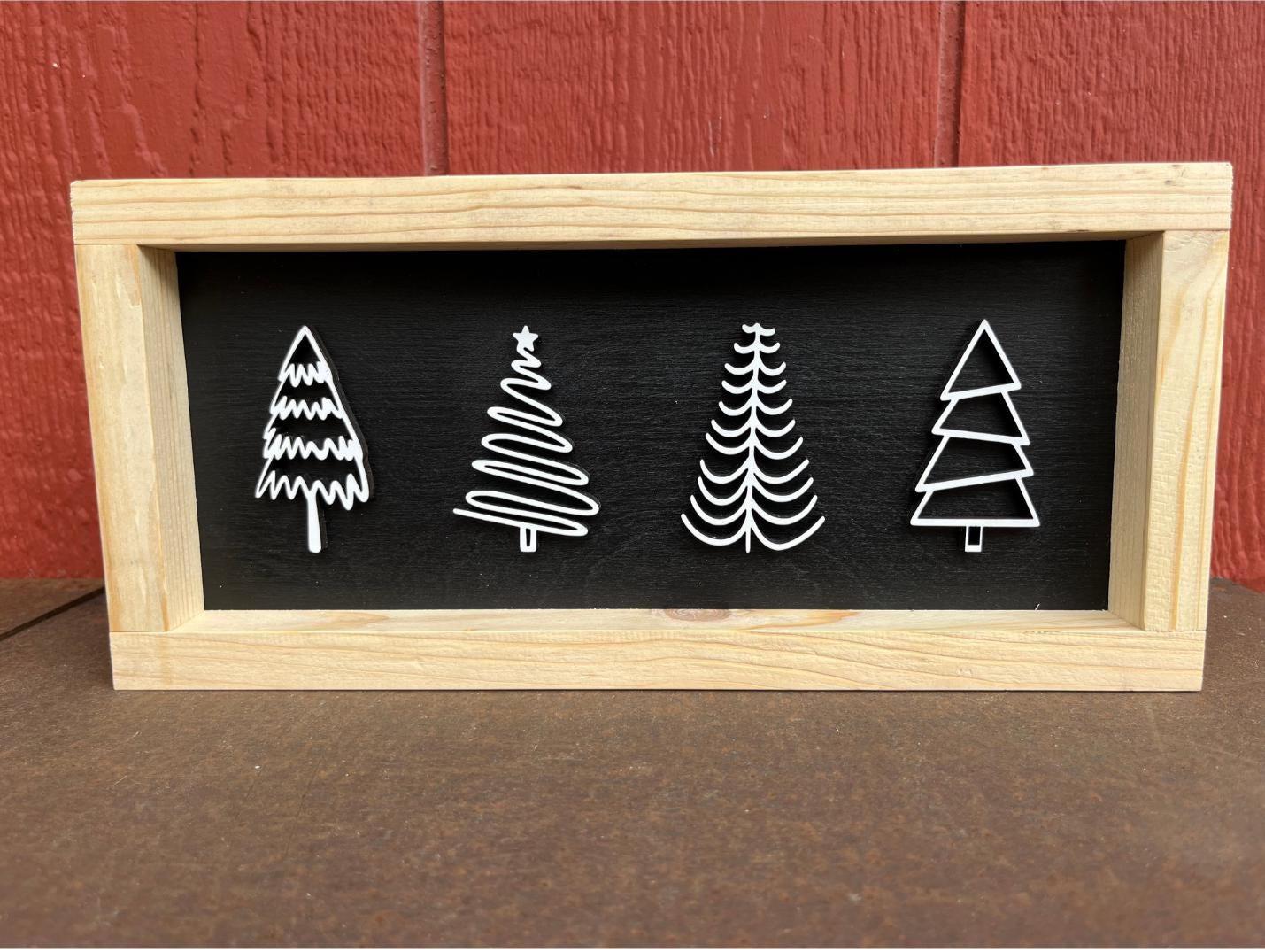 Christmas Tree Small Framed Wooden Sign